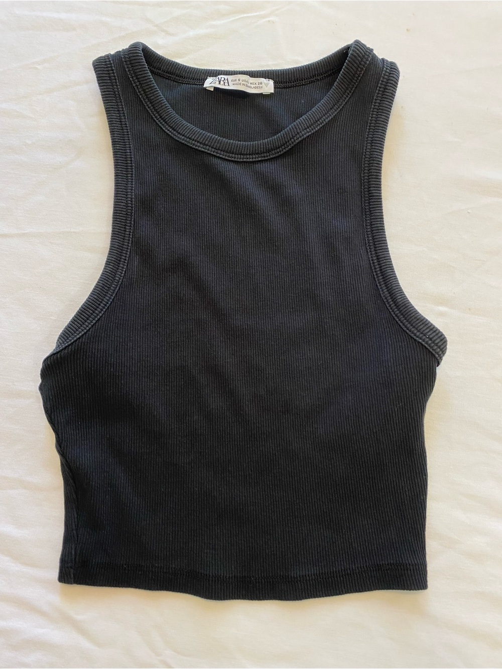 Zara Black ribbed knit tank top Size Small.